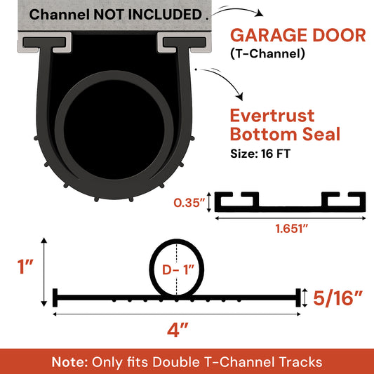 16Ft/5M Garage Door Bottom Seal